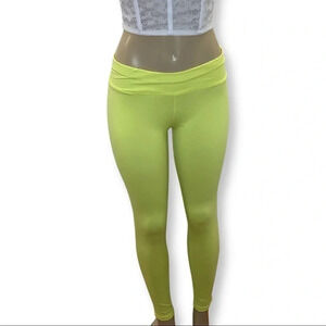 Thanth yellow thick waist band yoga leggings size large New With Tags